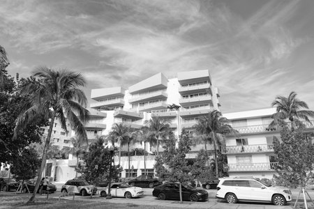 Miami, Florida USA - April 18, 2021: residential building in downtown miami, ocean drive