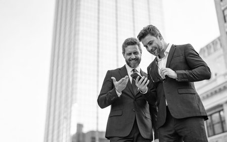 trader business men freelancing online with phone, copy space. photo of trader men freelancing