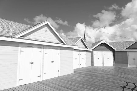 beach hut in summer vacation. beach hut in summer. beach hut building in summer.の写真素材