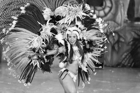 Parintins, Brazil - December 06, 2015: samba brazilian carnival woman dancer