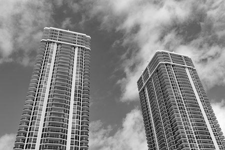 skyscraper architectural building facade in florida. skyscraper architectural buildingの写真素材