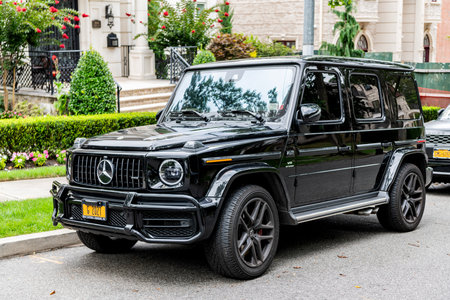 New York City, USA - August 26, 2023: 2020 Mercedes Benz G Class car vehicle, corner viewのeditorial素材