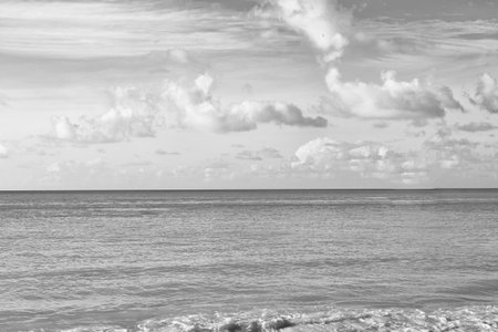 seascape with clouds at summer vacation. view of seascape at summer vacation.の写真素材