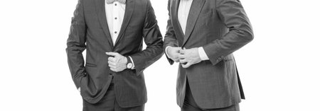 Men bearded formal suit. Successful partnership. Achieve success. Men entrepreneurs white...