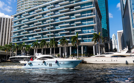 Motorboat yacht sailing at sea. Charter motorboat. Luxury boat motor yacht at sea. Yachting boat...