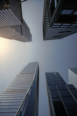 City architecture. Architecture of modern office building. Perspective city skyscraper. Modern...
