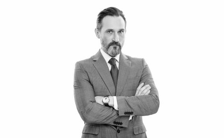 Office manager. Businessman isolated on white. Businessman in suit. Mature businessman. Business...