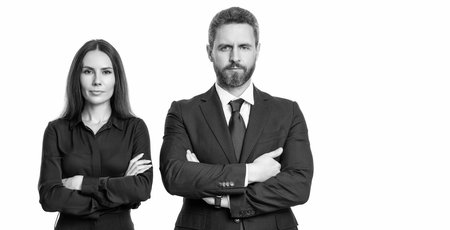 successful businesspeople. business leader isolated on white. two colleagues in office. businesspeople with coworker. business leadership and success. leader representing leadership. advertisementの写真素材