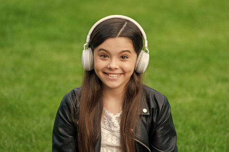 Style of music. Stylish teen girl listen music. School student lifestyle. Listen audio. Music...