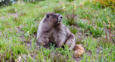 South American capybara. Wild animal in nature. Groundhog at zoo. Rodent animal woodchuck. Rodent marmot animal. Marmot capybara. Marmot wild largest rodent. Woodchuck rodentの写真素材