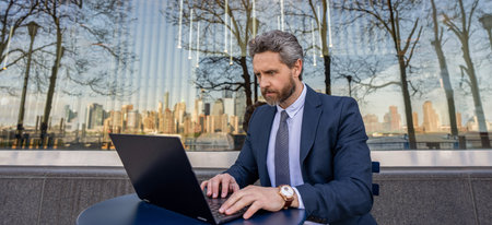 Analyzing data. Businessman freelancing online. Business man working online. Remote working....