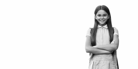 September 1. Time to study. Knowledge and education. School education. Student life. Teen girl back to school. Knowledge day. Education in college. Girl student isolated on white. Schoolyard styleの写真素材