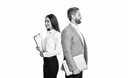businesspeople isolated on white. businesspeople together while having a meeting in the office. businesspeople working on business project. collaborating on a new business project. ability to leadの写真素材