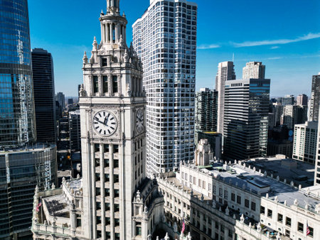 Modern business city building. Cityscape with business city district. Chicago cityscape skyline...