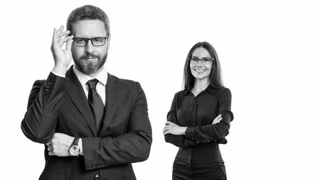 Successful partnership. Business team success. Advertising for businesspeople success. Financial successful deal. businesspeople in suit. Business success isolated on white. copy space advertisementの写真素材