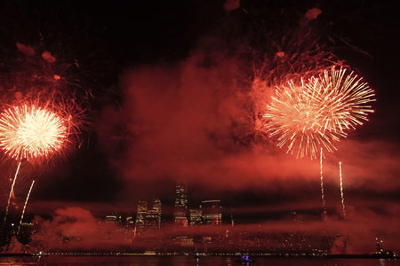 New York Manhattan fireworks. New York Fireworks over Manhattan. New York City 4th of July...