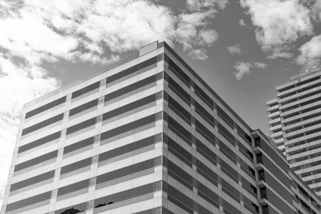 Modern skyscraper building. Glass building in metropolis. Skyscraper perspective view. City...