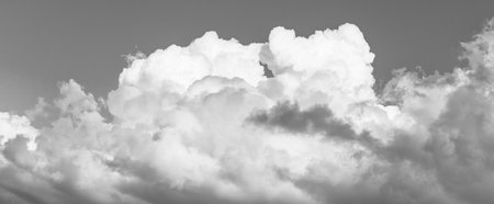 Sky with white cloud. Beauty white cloudy on blue sky with soft sun light, Nature view soft white clouds on pastel blue sky backgroundの写真素材