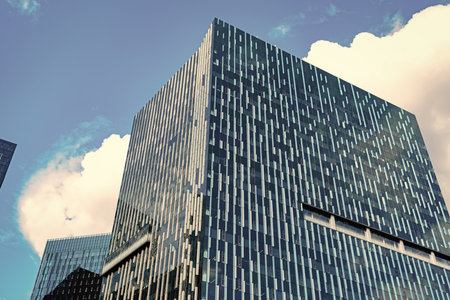 Office building in business district. Skyscraper building architecture. Business skyscraper. Modern...
