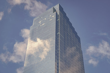 Perspective city skyscraper. Business skyscraper building. Architectural building in business area....