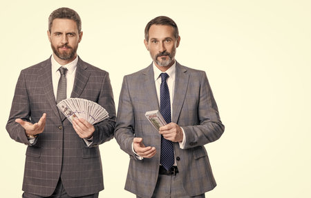 businessmen investors invest money in successful business in suit for financial investment isolated on whiteの写真素材