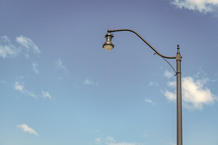 Street lamp lantern on sky background with nobody and copy space for advertisement banner