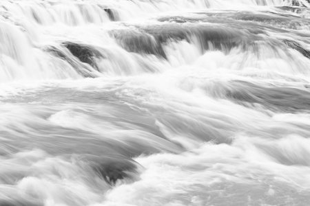 Waterfall river cascade. Iceland nature river flow. Picturesque Gullfoss waterfall creek. Nature...