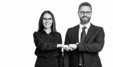 good job. businesspeople together while having a meeting in the office. businesspeople working on business project. collaborating on a new business project. businesspeople isolated on whiteの写真素材