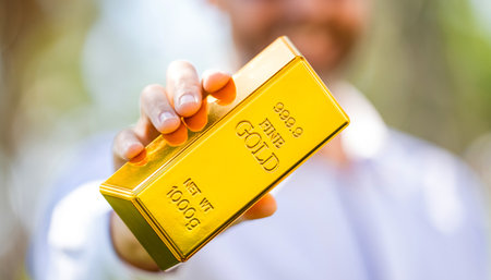 Money management and financial plan. Gold value price, selective focus. Gold bullion. Investment and...
