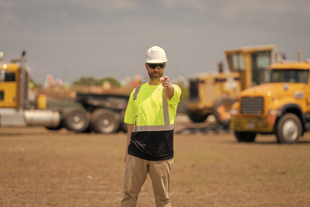 Builder civil engineer at site building. Supervisor civil engineer. Worker at construction site....