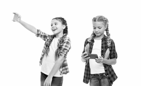 school friends capture fun with selfie. friendship concept. heartwarming friendship selfie. school...