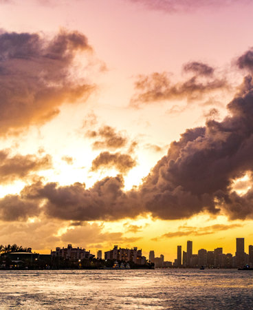 Horizon sunrise sea with ship. Sunrise seascape. Romantic summer vacation seascape. Amazing sky. Sea sunset horizon. Sunset cloudy sky. Seascape at summer vacation. Skyscape with sea horizonの写真素材
