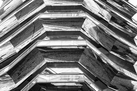 Hudson Yards in New York. The Vessel. Modern Art staircase in Manhattan. Vessel building in Hudson...