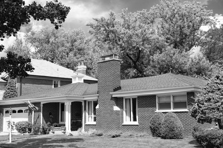 Residence architecture. Suburban neighborhood. Suburban house architecture. Private family house. Neighborhood architecture. Property in neighborhood. Residential property house. Luxurious livingの写真素材