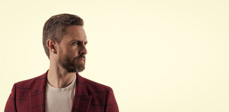 Stylish businessman in casual menswear. Man businessman isolated on white. Business man in jacket. Menswear for handsome man. Fashion casual jacket. Contemporary menswear, copy spaceの写真素材