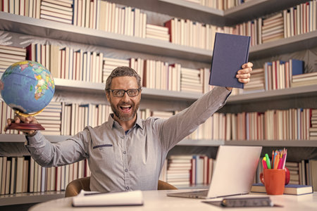 online private teaching. online classroom in school. online education in school classroom. school teacher in classroom. online education. teachers day. college teacher in class. graduation conceptの写真素材