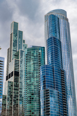 City architecture. Modern glass building. Reflective glass architecture. Architecture in business...