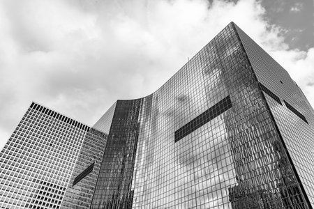 Business skyscraper building. Architectural building business area. Glass skyscraper. City...