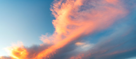Cloudscape sky on sunset. Cloud in sunset sky. Background with cloud. Dramatic sky with sunrise....