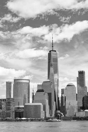 View of Manhattan from hudson river, New York City. USA, NYC NY , Manhattan. Lower Manhattan skyline. New York, United States. New York city skyline in Midtown Manhattan.の写真素材