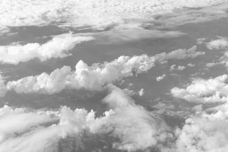 blue sky with clouds. Clear blue sky panoramic background with white clouds. Partly cloudy. White fluffy clouds in the blue sky.の写真素材