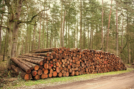 Wood log, timber logging. Harvest of timber. Lumber industry business. Timber product warehouse....