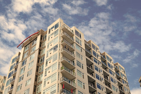 Building perspective view. Condominium architecture. Architecture of residential building....
