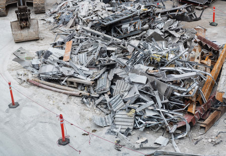 Aluminum industry extrusion at building construction site. Aluminum building system. Aluminum...