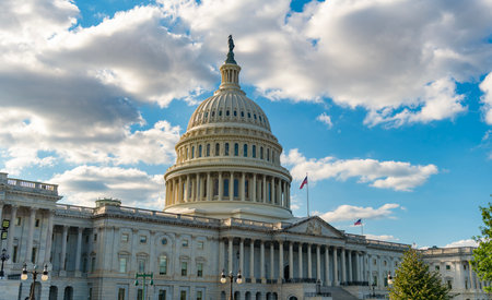 US Senate. Federal government in the nation capital. USA symbol. American capital city. United...