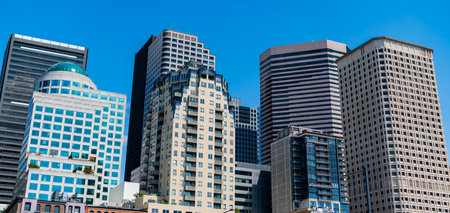 City architecture of skyscraper. City building cityscape view. Skyscraper cityscape. Modern city...
