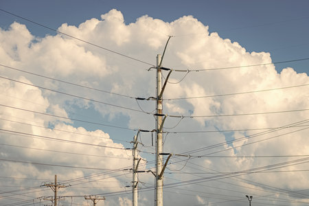 Electricity power pylon. Electricity tower. Electrical energy. Power transmission tower. Electricity...