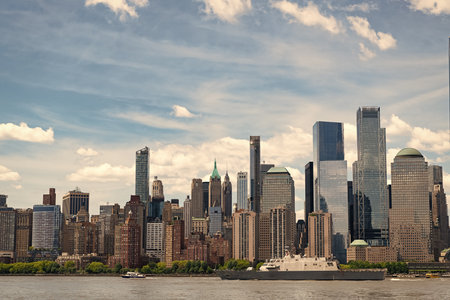 New York from New Jersey. Manhattans beautiful skyline, New York, United States. Panorama view of New York city skyline in Midtown Manhattan. USA, NYC, NY, Manhattan. New York skyscrapersの写真素材