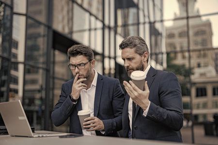 Stock business trading. Businessmen trading online. Sale and strategy. Research and finance. Businessmen investor working with laptop analyzing stock market trading. Investment planning. Business menの写真素材