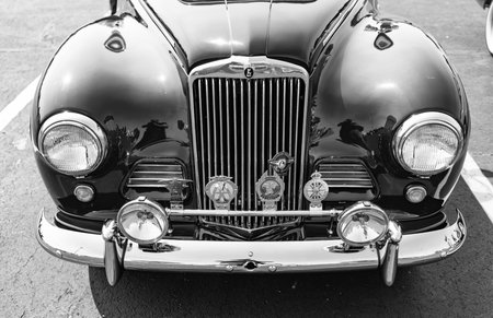 Chicago, Illinois, USA - September 08, 2024: 1951 Sunbeam Talbot Alpine 90 Convertible sportscar retro vehicle, front view. Retro sportscar. Convertible Sunbeam Talbot Alpine 90. T Sunbeam Talbot Alpine 90 Convertible car at Chicagoのeditorial素材